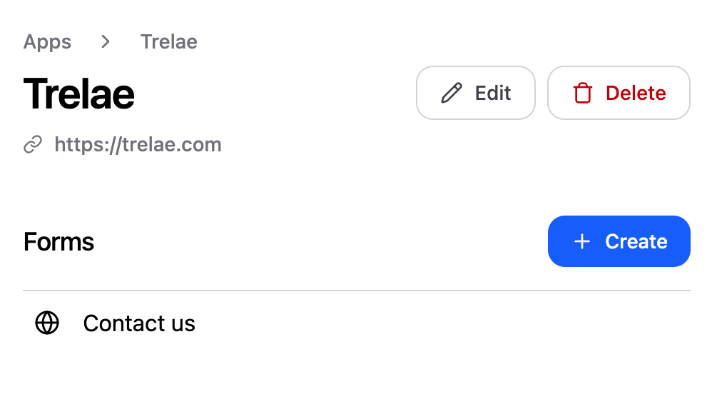 Screenshot of app dashboard